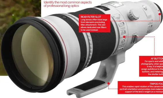  ??  ?? ESSENTIAL TELEPHOTO FEATURES
Identify the most common aspects of profession­al long optics