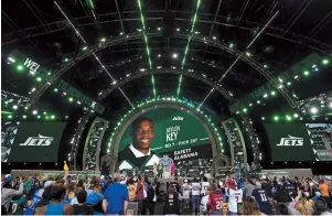  ?? AP-Yonhap ?? Alabama’s Jaylen Key is announced as the final pick by the New York Jets during the third day of the NFL football draft, in Detroit, Saturday.