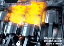  ?? ?? Efficient burning of pure ammonia in an
engine is the goal