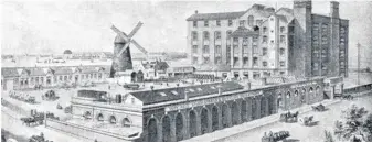  ??  ?? Left: A Cheshires Ales and Stout poster portraying the brewery and the old windmill