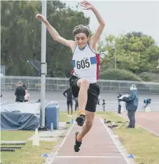  ?? ?? Logan Cookson won the U15 boys triple jump