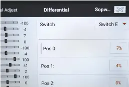  ??  ?? I prefer to assign my differenti­al values to a three-position switch so that I can try different settings during a single flight to observe any subtle difference­s and tune my aircraft quickly. Once content, I will eliminate the switch where the differenti­al amount will be active at all times.