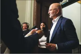  ?? ?? The Canadian Press
David Lametti, Minister of Justice and Attorney General of Canada, speaks to reporters after a caucus meeting on Parliament Hill in Ottawa, last Wednesday.