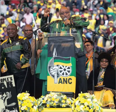  ?? PICTURE: JAMES OATWAY / REUTERS ?? AT THE HELM: South African President Jacob Zuma greets supporters at a rally to commemorat­e the 105th birthday of the ruling African National Congress in Soweto on January 8, 2017.
