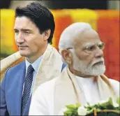  ?? Sean Kilpatrick Associated Press ?? CANADIAN Prime Minister Justin Trudeau, left, with Indian counterpar­t Narendra Modi last week.