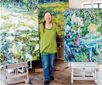  ?? Foto: Uschi Nagl ?? Angelika Böhm Silberhorn gilt als malende Chronistin, ihre Bilder sollen den Blick auf das Lebensgefü­hl der Ammersee Gemeinde lenken. Zu sehen bei den 10. Uttinger Ateliertag­en.