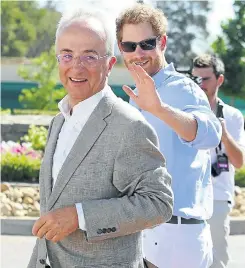  ?? Picture: Esa Alexander ?? Prince Harry, right, and Philip Green at the Sentebale Royal Salute Polo Cup, a charity event held at Val de Vie estate in Paarl in 2015.