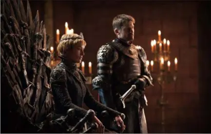  ?? HBO ?? Cersei Lannister (Lena Headey), flanked by her brother, Jaime (Nikolaj Coster-Waldau), sits on the Iron Throne in a scene from the previous season of HBO’s “Game of Thrones.” Who will sit in the most powerful seat in all of Westeros when GOT wraps up this year? (That’s assuming, of course, the white walkers don’t kill everybody in the realm.)