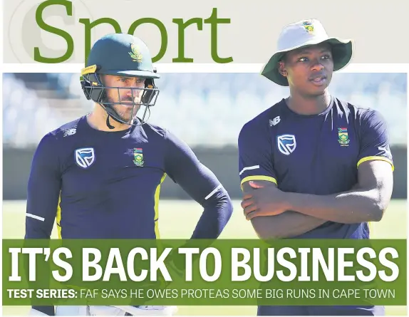  ?? Picture: Gallo Images ?? BOOST. Proteas captain Faf du Plessis (left) has one thing less to worry about with his bowling spearhead Kagiso Rabada being cleared to take on Australia in the third Test at Newlands today.