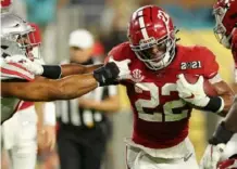  ?? Associated Press ?? Najee Harris: 1,466 yards and 26 touchdowns in 2020.