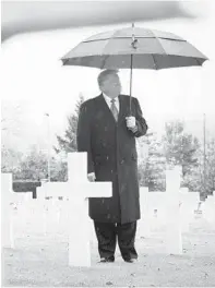  ?? TOM BRENNER/THE NEW YORK TIMES ?? President Donald Trump attends the American Commemorat­ion Ceremony at Suresnes American Cemetery in Suresnes, France, on Nov. 11, 2018.