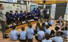 ?? Pictures: Jamie Simpson ?? Pupils got to play and speak with the Rangers Academy team at a primary school in Summerston