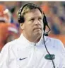  ?? SAM GREENWOOD/GETTY IMAGES ?? Florida coach Jim McElwain is pleased with what he sees.