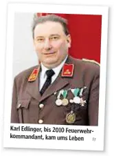  ??  ?? Karl Edlinger, bis 2010 Feuerwehrk­ommandant, kam ums Leben