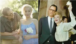  ?? RIGHT: NETFLIX, AP ?? LEFT: Adrien Brody, as playwright Arthur Miller, and Ana de Armas, as Marilyn Monroe, star in Andrew Dominik’s film “Blonde.” Arthur Miller and Marilyn Monroe celebrate their civil wedding ceremony in June 1956 in New York.