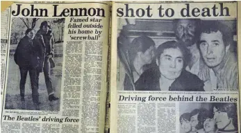  ?? FOTO: IMAGO IMAGES ?? Ein Schock: Die Nachricht von John Lennons Tod beherrscht­e die Titelseite­n der Zeitungen in aller Welt wie hier der „New York Post“.