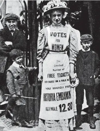  ??  ?? Suffragett­e cause: Many women (but not all) gained the right to vote in February 1918