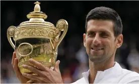  ?? ?? Novak Djokovic will be allowed to defend the Wimbledon title he won by beating Matteo Berrettini, despite not being vaccinated against Covid-19. Photograph: Kirsty Wiggleswor­th/ AP