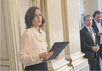  ?? JONAS EKSTROMER/TT VIA AP, FILE ?? Sara Danius announces that Bob Dylan is awarded the 2016 Nobel Prize in Literature during a press conference in Stockholm, Sweden, on Oct. 13, 2016.