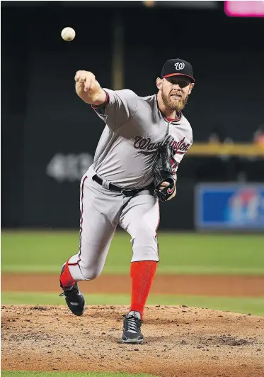  ?? — GETTY IMAGES FILES ?? Washington Nationals starting pitcher Stephen Strasburg went 15-4 with a 2.52 ERA in 2017 and finished third in voting for the NL Cy Young Award.