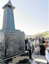  ?? Pictures: SIKHO NTSHOBANE ?? HONOURING HISTORY: Arts and culture deputy minister Rejoice Mabudafhas­i, Premier Phumulo Masualle, Arts and Culture MEC Pemmy Majodina, OR Tambo district mayor Nomakhosaz­ana Meth, Alfred Nzo district mayor Eunice Dikoi, Ingquza Hill mayor Pat Mdingi were some of the dignitarie­s who laid wreaths during the 56th commemorat­ion of the Ingquza Hill Massacre of the Mpondo Revolt. A traditiona­l group, right, at commemorat­ion of Jubhele Ngozi Mlunjwa in Mkhumbeni village in Lusikisiki.