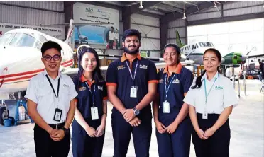  ??  ?? Nilai University Aviation Society members (from left) Che, Wan, Mesamraza, Rinisha and Elma Emily Young.