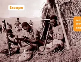  ??  ?? Left: Papuans preparing for battle on the Black Cat Track during World War 2.
Below: Trek leader Aidan Grimes.