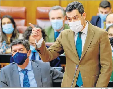  ?? JULIO MUÑOZ / EFE ?? Juanma Moreno, en la sesión de ayer en el Parlamento.