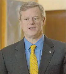  ?? STAFF PHOTO BY MARK GARFINKEL ?? ‘NOT EFFECTIVE’: Gov. Charlie Baker, above, and other state pols have come out against the order.