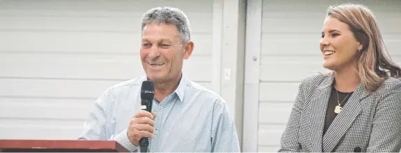  ?? Picture: Nev Madsen ?? UPBEAT: Tony Sears (pictured with co-trainer and daughter Maddysen), is bullish about the stable’s chances in the QTIS Jewel Qualifier.