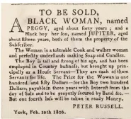  ??  ?? Eine original Sklaven-Anzeige aus dem Jahr 1806.