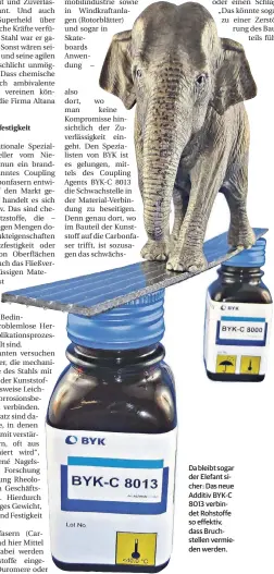  ??  ?? Da bleibt sogar der Elefant sicher: Das neue Additiv BYK-C 8013 verbindet Rohstoffe so effektiv, dass Bruchstell­en vermieden werden.