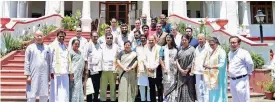  ?? ?? Opposition bloc leaders meet Manipur Governor Anusuiya Uikey, at Raj Bhavan, in Imphal