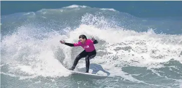  ?? PHOTO: DEREK MORRISON ?? Riding a wave . . . Dunedin surfer Jaya Reardon shows the style which won her a national title at the national scholastic championsh­ips in Kaikoura yesterday.