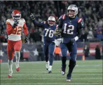  ?? ELISE AMENDOLA - THE ASSOCIATED PRESS ?? New England Patriots quarterbac­k Tom Brady runs for yardage in the fourth quarter of an NFL football game against the Kansas City Chiefs, Sunday, Dec. 8, 2019, in Foxborough, Mass.