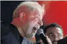  ?? Picture / AP ?? Luiz Inacio Lula da Silva addressed supporters in Sao Paulo after the decision.