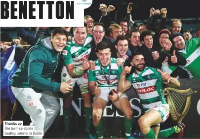  ??  ?? Thumbs upThe team celebrate beating Leinster in Dublin