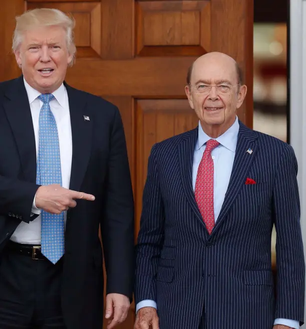  ??  ?? President-elect Donald Trump with ex-Bank of Ireland investor Wilbur Ross, who now has a key role in the cabinet