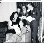  ??  ?? Bebe Lyon rehearsing with her family and, right, The Goons: Peter Sellers, Spike Milligan and Harry Secombe