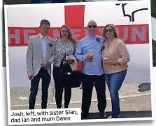  ??  ?? Josh, left, with sister Sian, dad Ian and mum Dawn