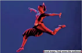  ??  ?? Great leaps: Thaji wows the audience