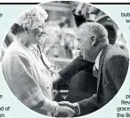  ??  ?? 1958 Royal Tour, The Queen Mother meets Christchur­ch Mayor R M. Macfarlane.