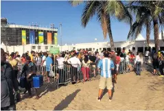  ??  ?? Long wait: The Internatio­nal Beach Volleyball Federation tweeted this picture of queues