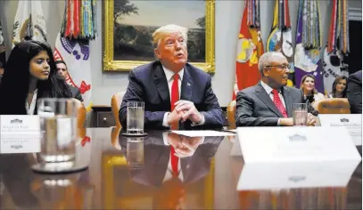  ?? Alex Brandon ?? President Donald Trump speaks Wednesday during a discussion in the Roosevelt Room of the White House. The Associated Press