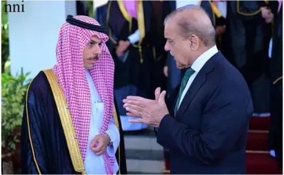  ?? ?? Islamabad: Foreign Minister of the KSA Prince Faisal bin Farhan al-Saud leading a high level delegation called on Prime Minister Muhammad Shehbaz Sharif.