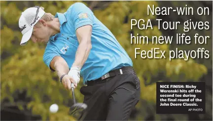  ?? AP PHOTO ?? NICE FINISH: Richy Werenski hits off the second tee during the final round of the John Deere Classic.