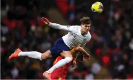  ??  ?? John Stones during his last England appearance against Montenegro in 2019. Photograph: Robbie Jay Barratt/AMA/Getty Images