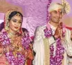  ?? PTI ?? Tej Pratap and Aishwarya Rai during their wedding ceremony in Patna.