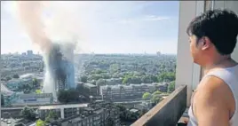  ?? AP ?? Smoke billows from the 24storey Grenfell Tower in London that was engulfed by fire on Wednesday.