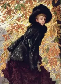  ??  ?? Muse. « Octobre » (détail, 1877). Qualifié par la presse de
« sirène en bas de soie noire et talons hauts », voici le portrait de Kathleen Newton, la « ravissante Irlandaise » de Tissot dont la mort, en 1882, le conduira à quitter Londres.